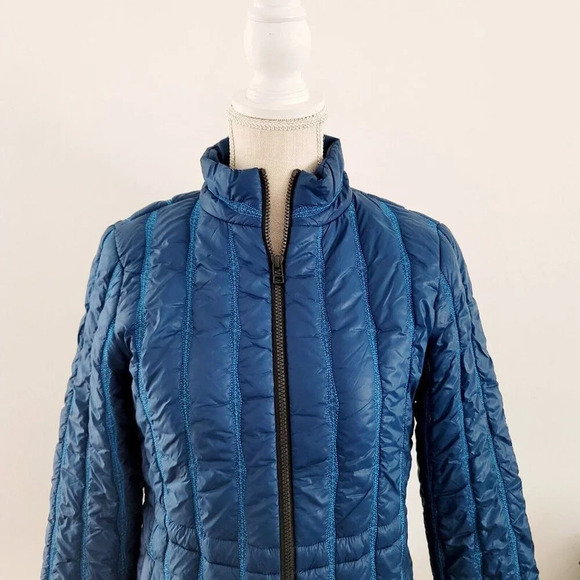 Cabi Poseidon Puffer 914 Teal Blue Zip Up Mock Neck Outdoor Jacket Coat XS - Picture 4 of 15